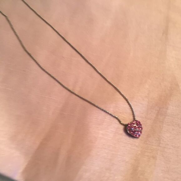Silvertone Pink Crystals Heart Necklace - Picture 5 of 5